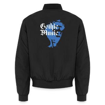 Abstract Gothic Music Portrait - Unisex Bomber Jacket - black - Back - AI Model Male 185 light (185cm)