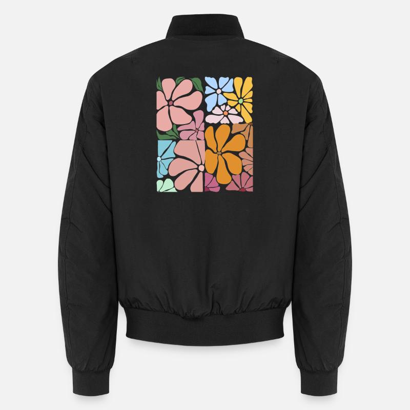 Lebendiges abstraktes Blumenmuster - Unisex Bomberjacke - Schwarz