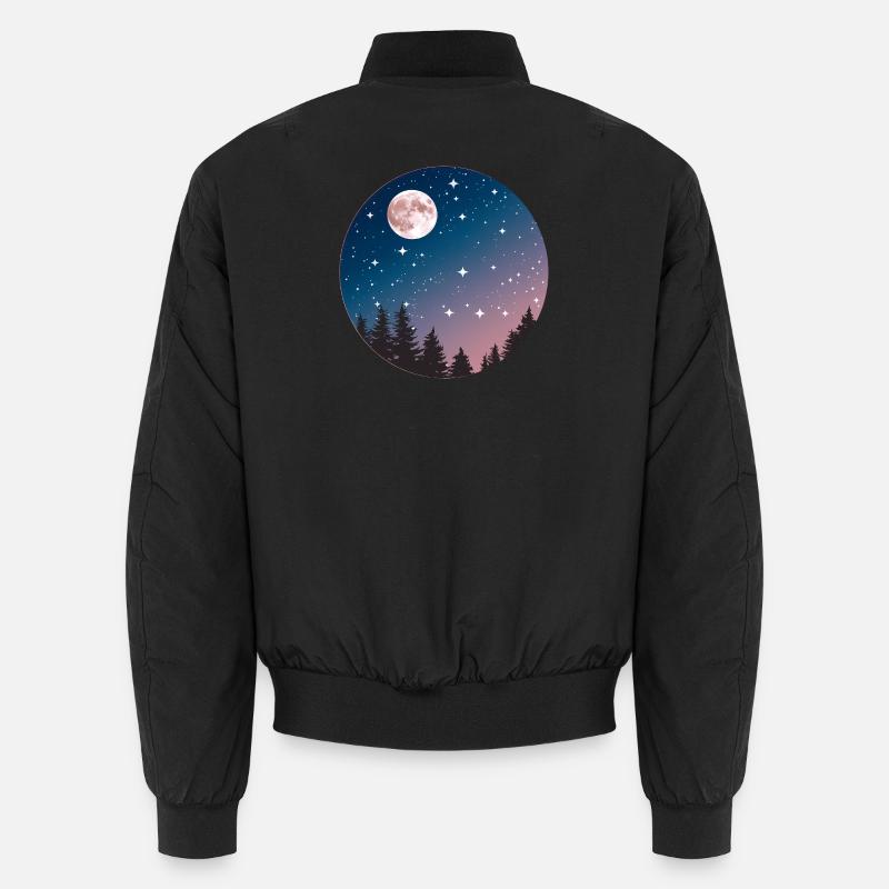 Mondschein Nachthimmel Baum Silhouette Unisex Bomberjacke