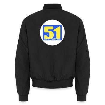 Ikonisches La Marne-Logo in leuchtenden Farben - Unisex Bomberjacke - Schwarz - Hinten - AI Model Male 185 light (185cm)