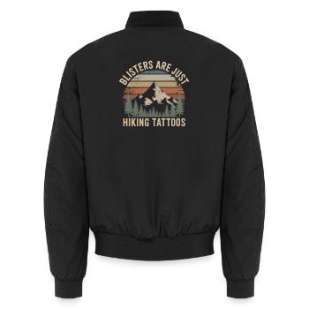Blisters Are Just Hiking Tattoos Berge Wandern - Unisex Bomberjacke - Schwarz - Hinten - AI Model Male 185 light (185cm)