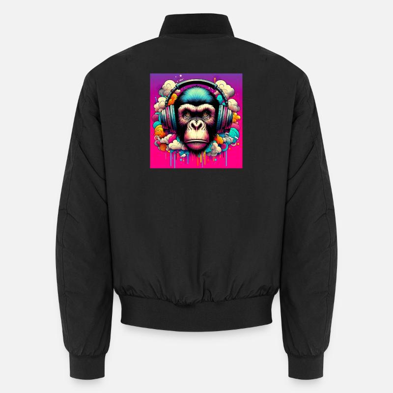 Chimpanzee Monkey - Unisex Bomber Jacket - black