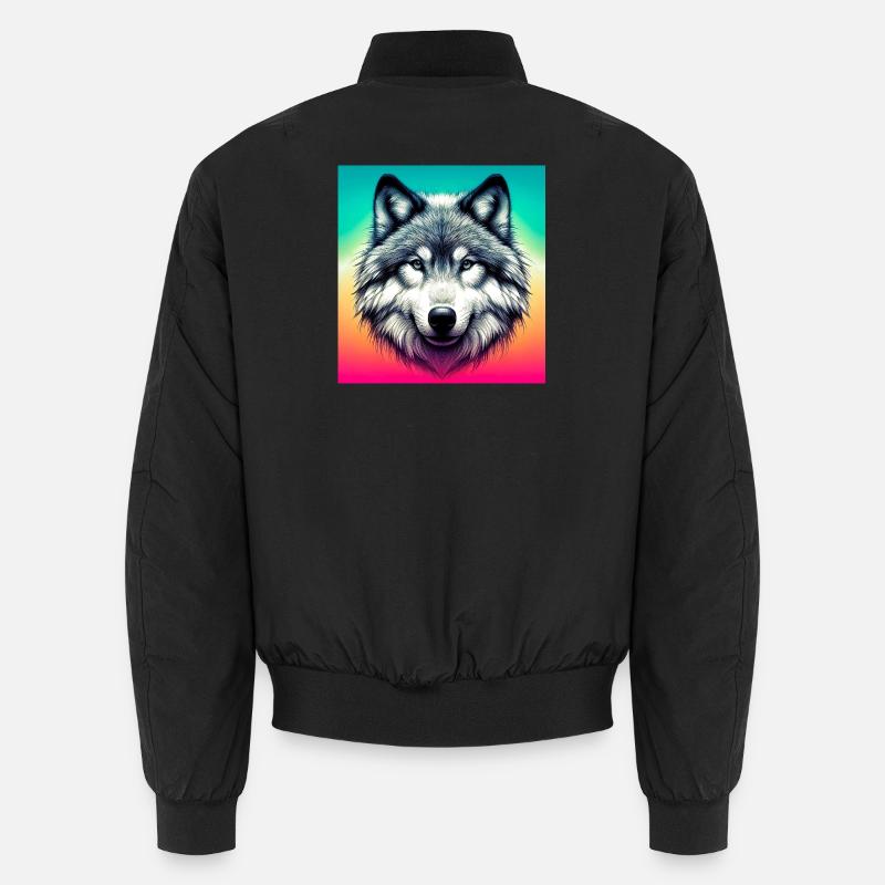 Wolf - Unisex Bomberjacke - Schwarz