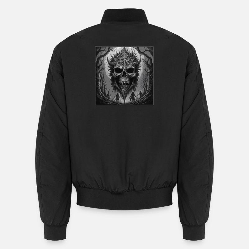 Dunkler Wald Schädel Schattenkunst Unisex Bomberjacke