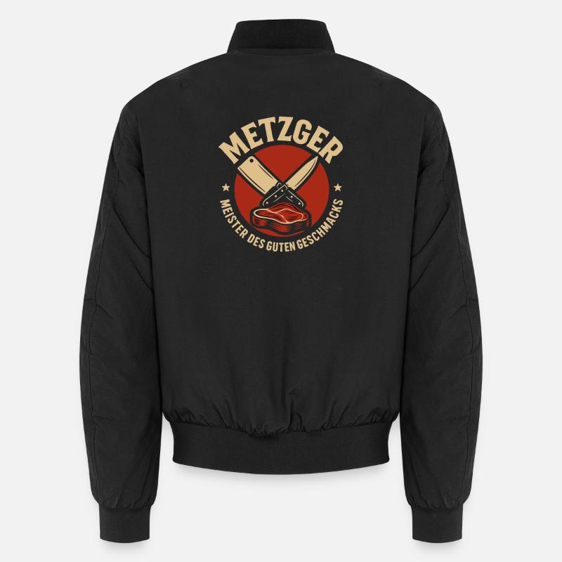 Metzger mit Messer und Fleisch - Unisex Bomberjacke - Schwarz