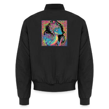 Psychedelischer Walddrache Illustration - Unisex Bomberjacke - Schwarz - Hinten - AI Model Male 185 light (185cm)