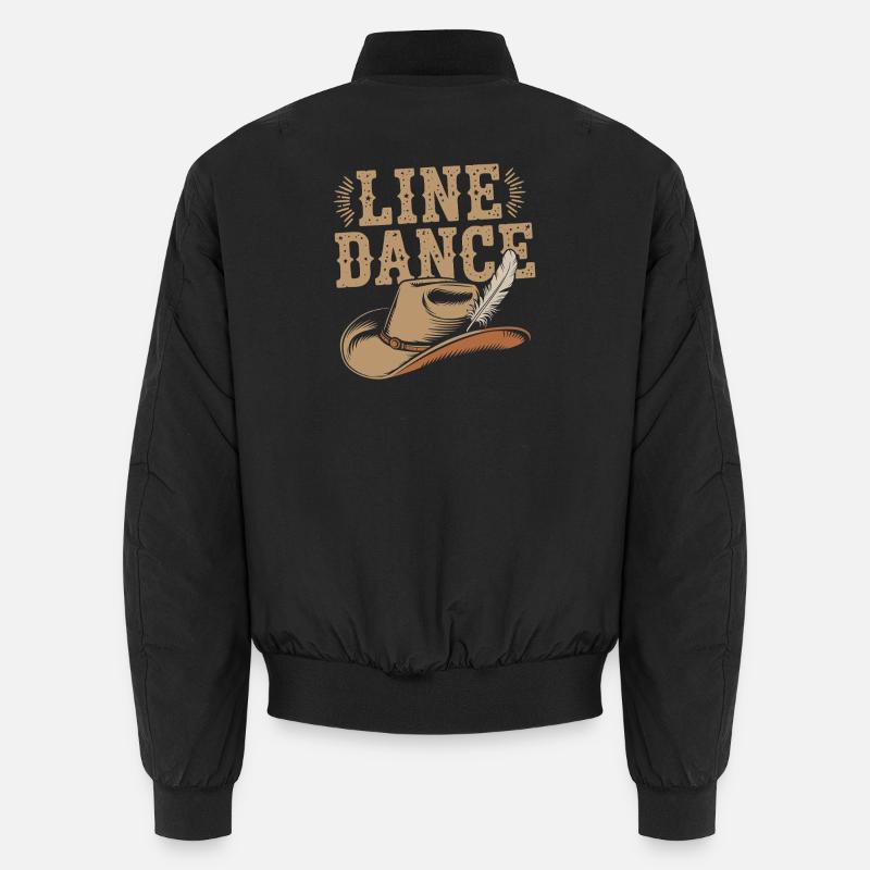Western Cowboy Line Dance Design - Unisex Bomber Jacket - black