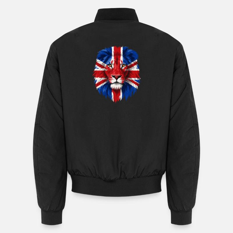 Löwe mit Union Jack Gesichtsbemalung - Unisex Bomberjacke - Schwarz