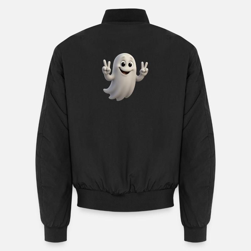 3D Render Cartoon Ghosts Design with Peace Sign Unisex Bomber Jacket