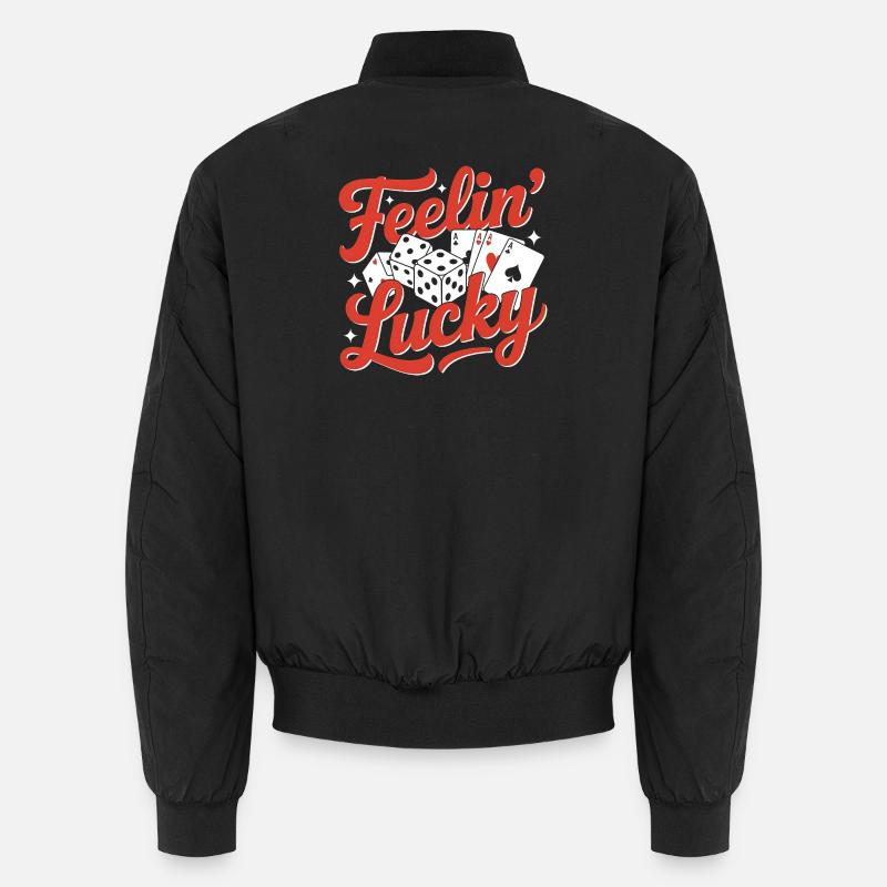 Feelin Lucky Dice Card Design - Unisex Bomber Jacket - black