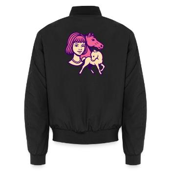 Pferdemädchen Pop-Art rosa - Unisex Bomberjacke - Schwarz - Hinten - AI Model Male 185 light (185cm)