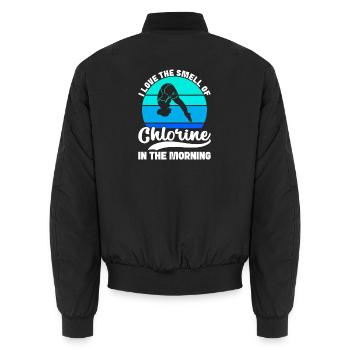 Diving diving board - Unisex Bomber Jacket - black - Back - AI Model Male 185 light (185cm)