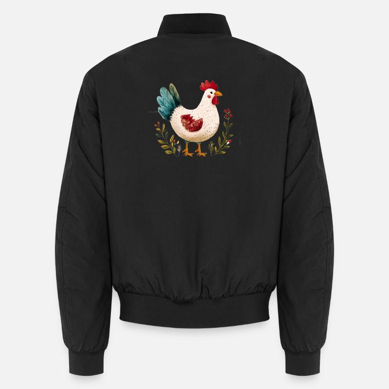 Poulet rustique illustré floral  Bomber unisexe