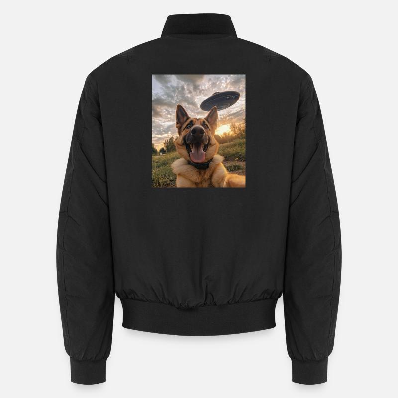 Schäferhund Selfie mit UFO Unisex Bomberjacke