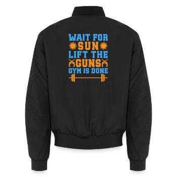 Fitness Motivation Bodybuilder Lift The Guns Gym - Unisex Bomberjacke - Schwarz - Hinten - AI Model Male 185 light (185cm)