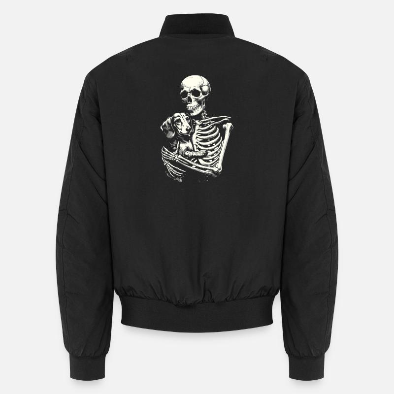 Teckel squelette étreignant - Bomber unisexe - noir