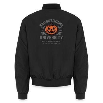 Halloweentown University - Halloween Design Motiv - Unisex Bomberjacke - Schwarz - Hinten - AI Model Male 185 light (185cm)