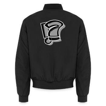 !? Exclamation question mark - Unisex Bomber Jacket - black - Back - AI Model Male 185 light (185cm)