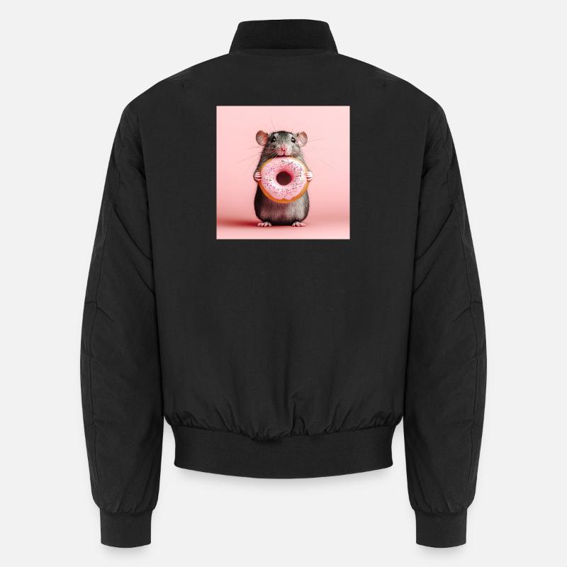 Cute mouse with colorful donut Unisex Bomber Jacket