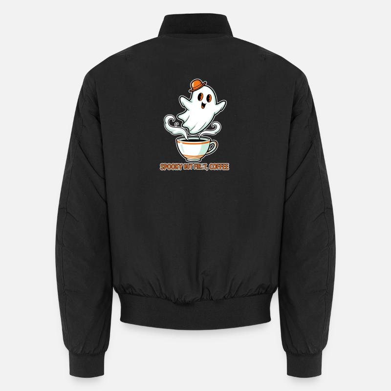 Spukiger Geist mit Kaffee - Unisex Bomberjacke - Schwarz