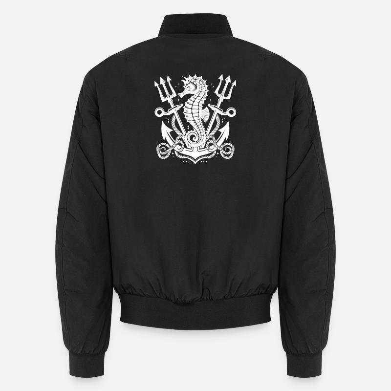 Seahorse with anchor and trident Unisex Bomber Jacket