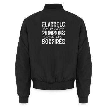 Authentisches Herbst-Design mit natürlichen Elementen - Unisex Bomberjacke - Schwarz - Hinten - AI Model Male 185 light (185cm)
