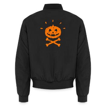 Gruseliger Jolly Roger Kürbis Halloween orange - Unisex Bomberjacke - Schwarz - Hinten - AI Model Male 185 light (185cm)
