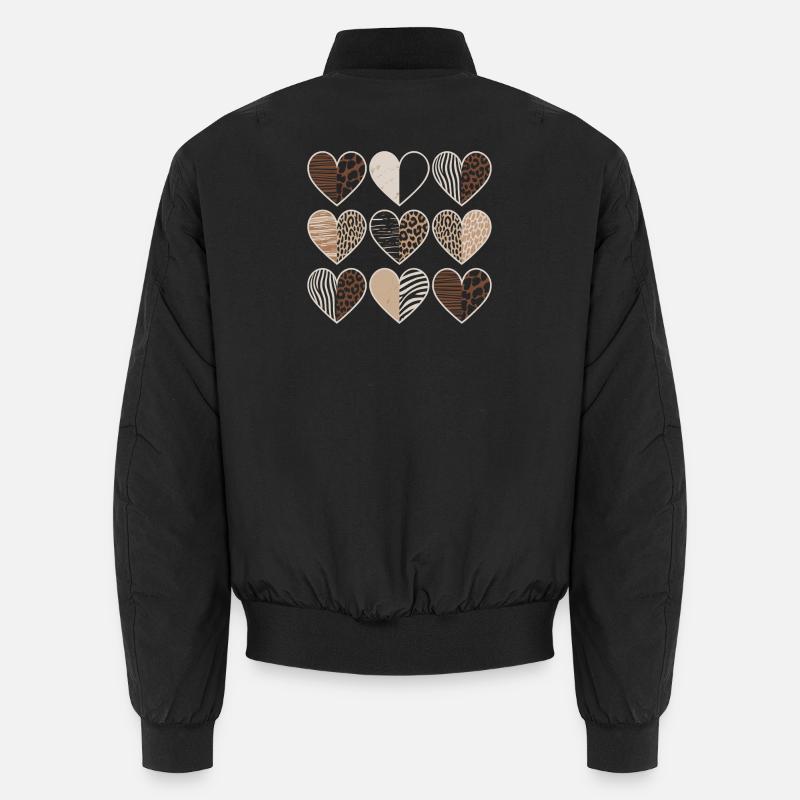 Leopard pattern heart design Unisex Bomber Jacket