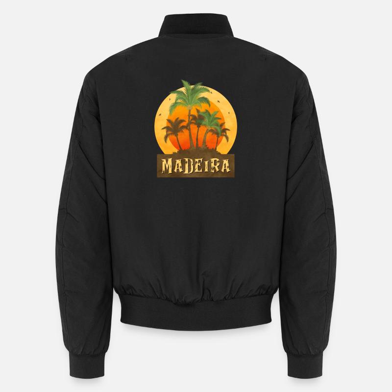 Coucher de soleil avec palmiers Madère Design Bomber unisexe
