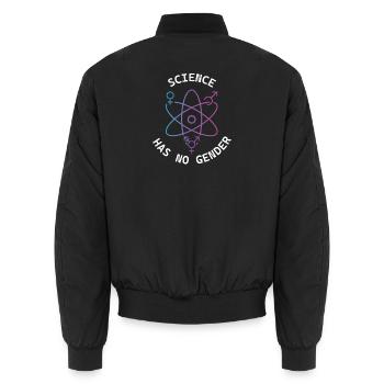 Science has no gender for women and men - Unisex Bomber Jacket - black - Back - AI Model Male 185 light (185cm)