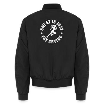 Sweat_is_just_fat_crying_V2 - Unisex Bomberjacke - Schwarz - Hinten - AI Model Male 185 light (185cm)