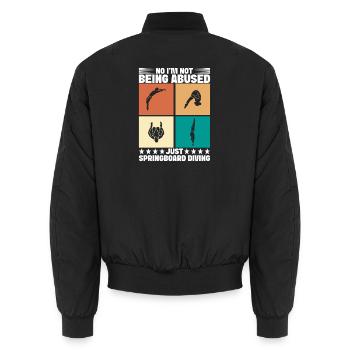 Diving diving board - Unisex Bomber Jacket - black - Back - AI Model Male 185 light (185cm)