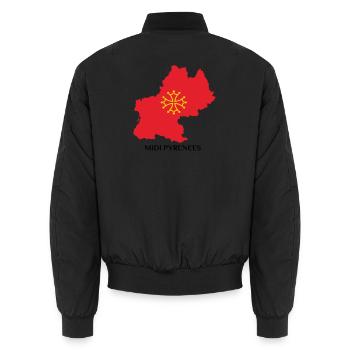 Karte der Midi-Pyrénées - Unisex Bomberjacke - Schwarz - Hinten - AI Model Male 185 light (185cm)