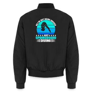 Kunstspringen Turmspringer Sprungbrett - Unisex Bomberjacke - Schwarz - Hinten - AI Model Male 185 light (185cm)