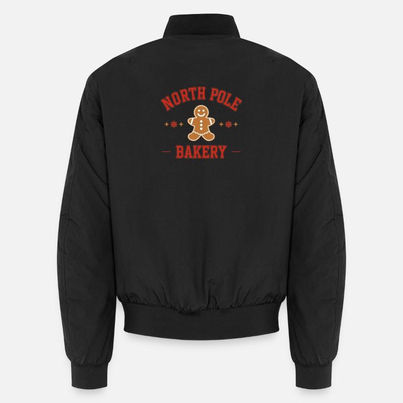 College Style Gingerbread Man – North Pole Bakery Unisex Bomber Jacket