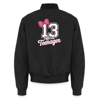 Cadeau d'anniversaire pour adolescent de 13 ans - Bomber unisexe - noir - Dos - AI Model Male 185 light (185cm)