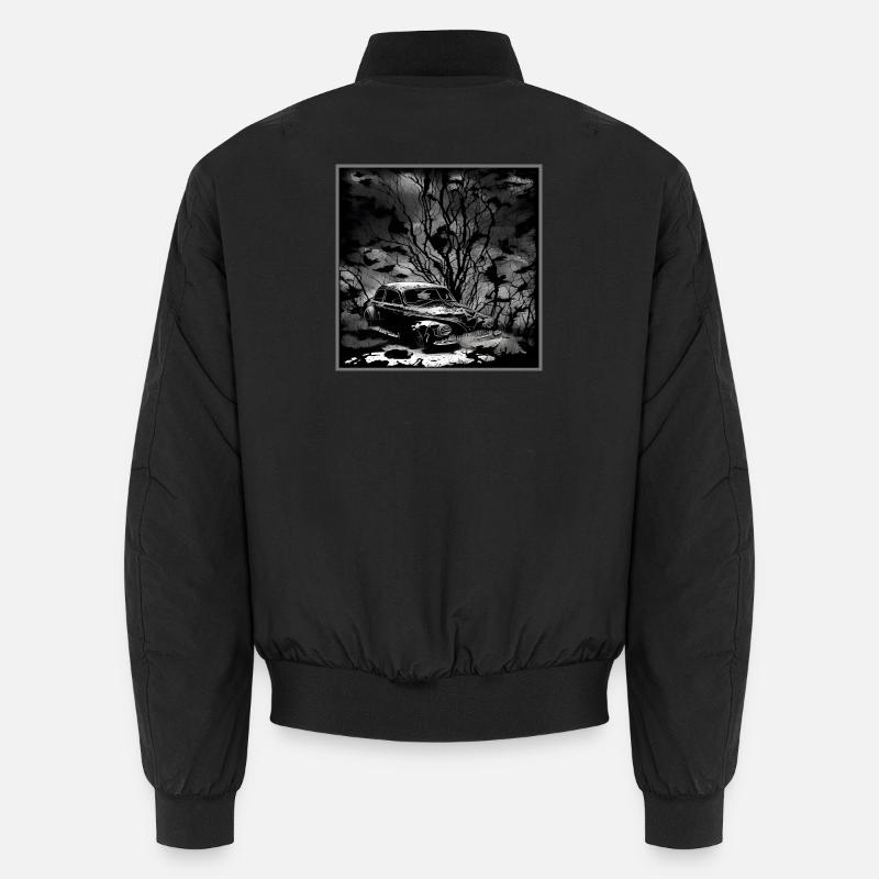 Dunkler Wald Oldtimer Illustration - Unisex Bomberjacke - Schwarz