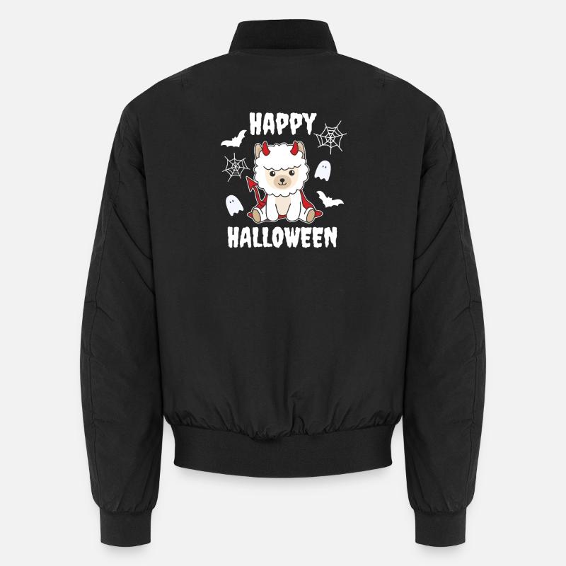 Alpaca Happy Halloween Devil Costume - Unisex Bomber Jacket - black