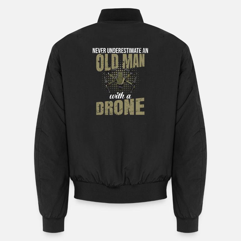 Old Man with a Drone Drohnen Spruch Unisex Bomberjacke