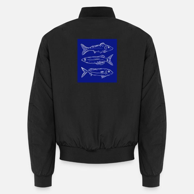Dark blue fish pattern illustration - Unisex Bomberjacke - Schwarz