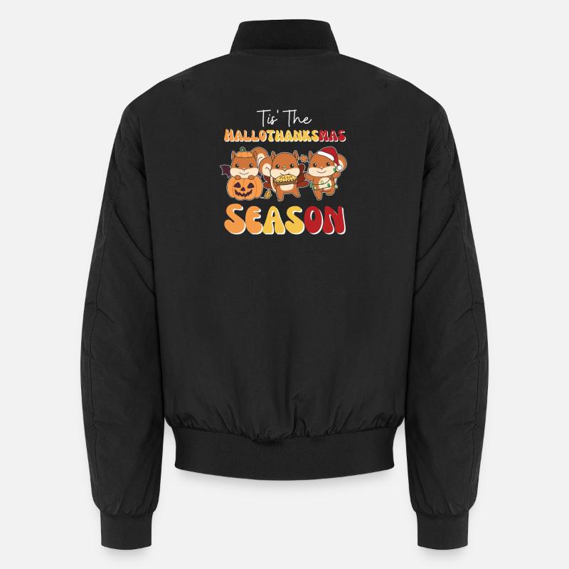 Tis' the Hallothanksmas Season Eichhörnchen - Unisex Bomberjacke - Schwarz
