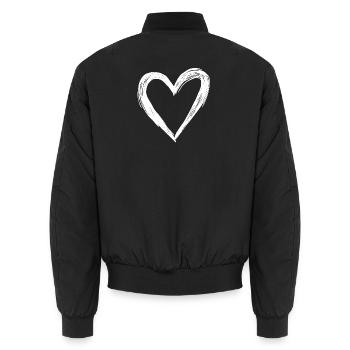 Coeur dessiné à la main en noir et blanc - Bomber unisexe - noir - Dos - AI Model Male 185 light (185cm)