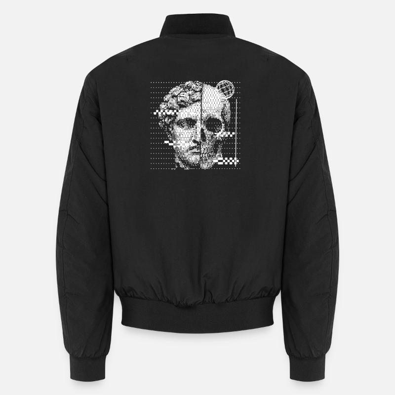 Portrait numérique de crâne avec accent de globe Bomber unisexe