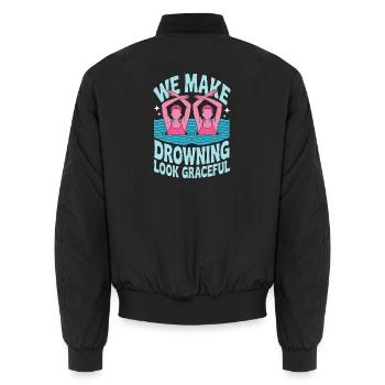 Synchronized swimming Artistic swimming Water sports - Unisex Bomber Jacket - black - Back - AI Model Male 185 light (185cm)