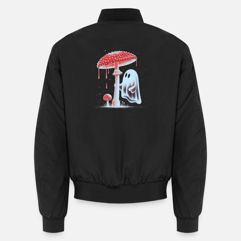 Gruseliger Geist mit blutigem rotem Pilz Unisex Bomberjacke