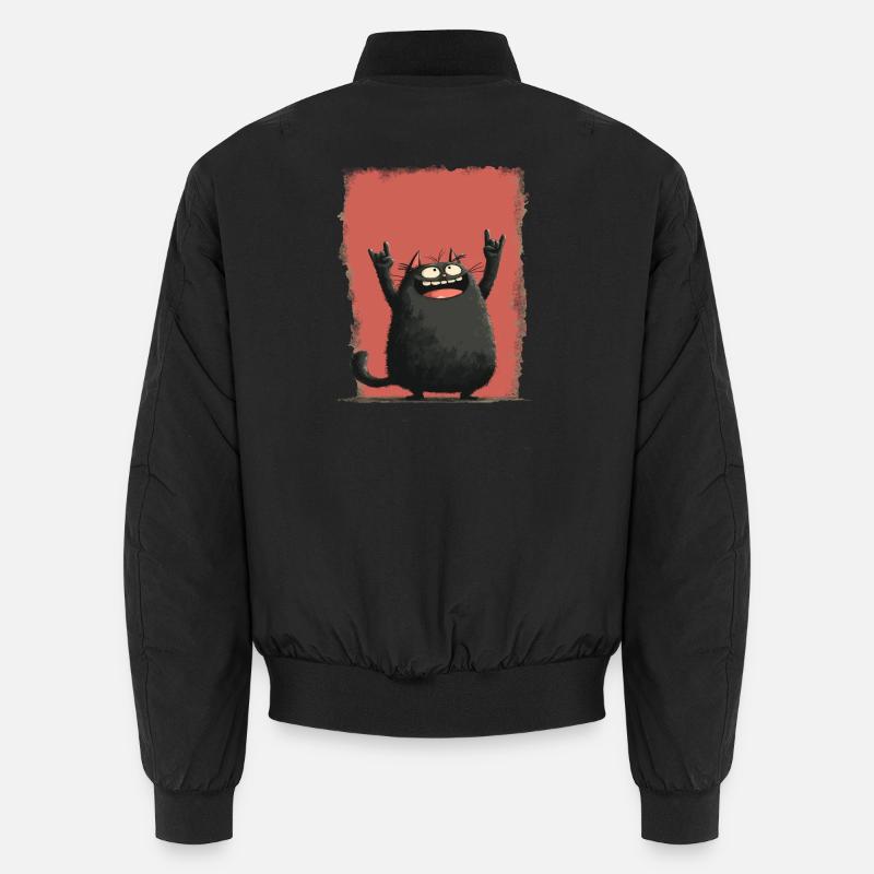 Humorous black cat character - Unisex Bomber Jacket - black