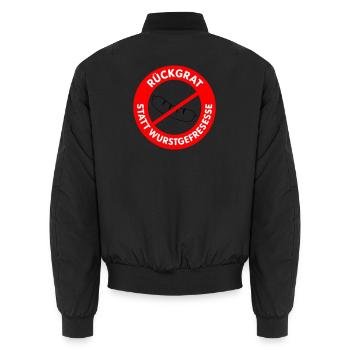 Rückgrat statt Wurstgefresse! WUNSCHFARBEN Wurst1 - Unisex Bomberjacke - Schwarz - Hinten - AI Model Male 185 light (185cm)