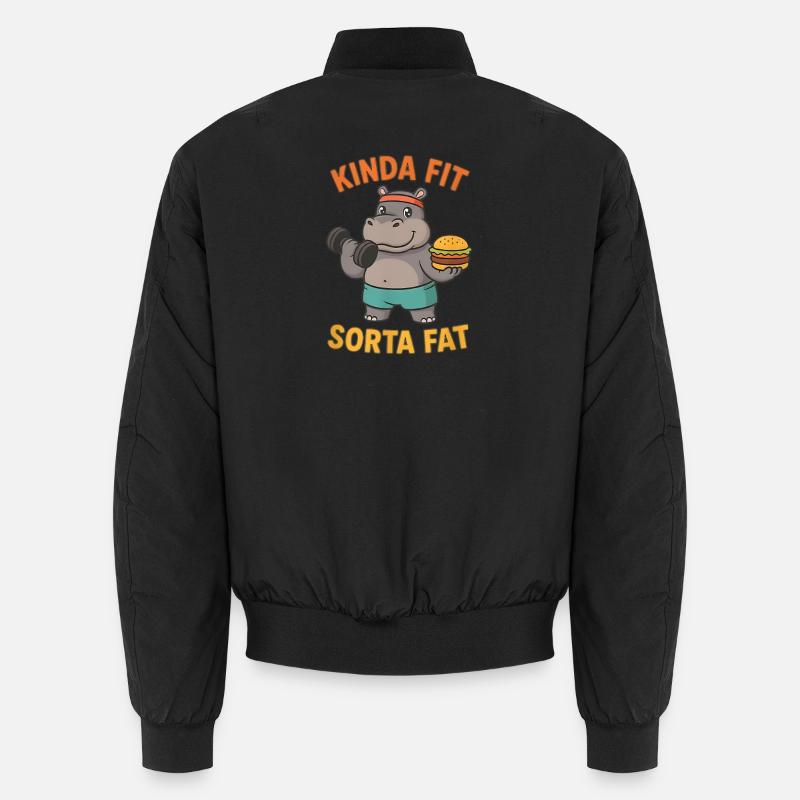 Kinda Fit Sorta Fat Funny Gym Cute Hippo Retro Unisex Bomberjacke