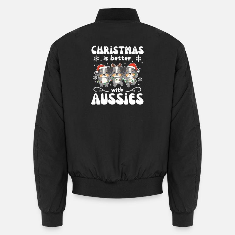Christmas is better with Aussies - Unisex Bomber Jacket - black