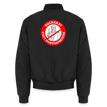 Colonne vertébrale au lieu de manger des saucisses ! COULEURS de bande dessinée - Bomber unisexe - noir - Dos - AI Model Male 185 light (185cm)